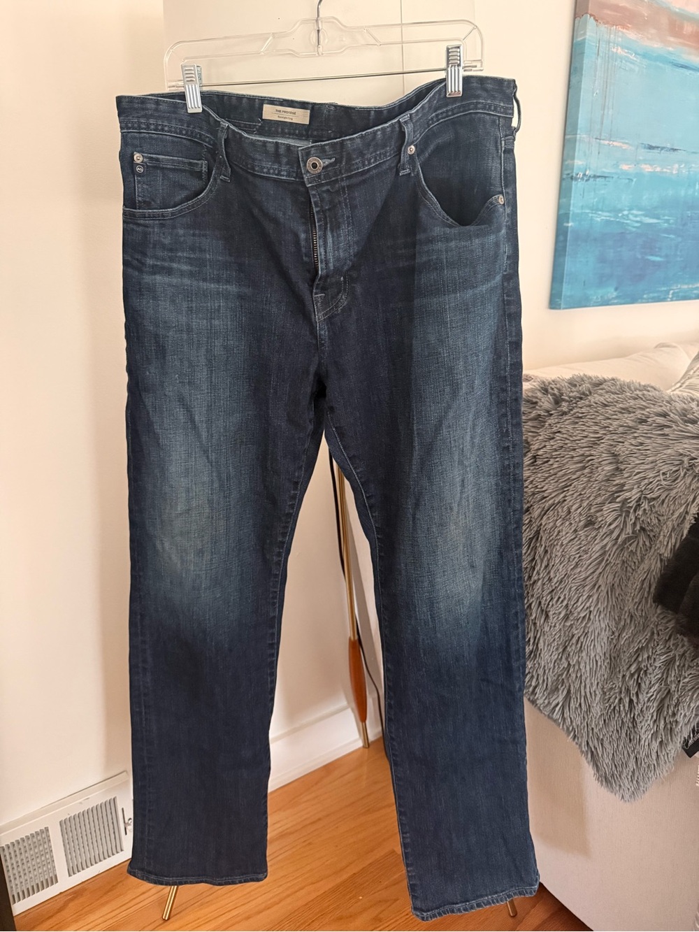 Ag Adriano Goldschmied Men's Straight Jeans - Dark Blue Denim
